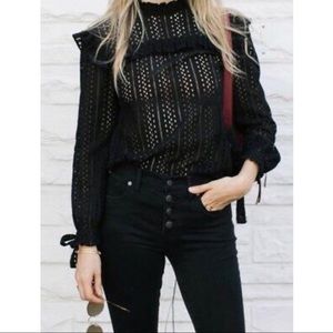 Black Eyelet Cotton Blouse from Madewell size Small